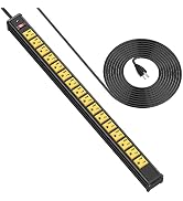 Metal 16 Outlet Power Strip, Extra Long Power Strip With10ft Cord, BTU Heavy Duty Power Strip Wal...