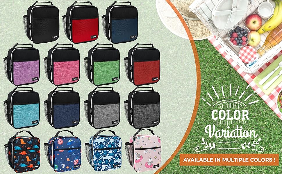 Insulated Lunch Box Soft Leakproof School Lunch Bag Boys Girls Thermal Reusable Work Pail Cooler