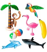 R HORSE Inflatable Palm Tree Flamingo Banana Beach Ball Parrot Beach Pool Toys for Tropical Hawai...