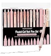 Four Candies Gel Ink Pen Set,14PCS Pen Set with Case, Cute Note Taking 0.5mm Fine Point Retractab...