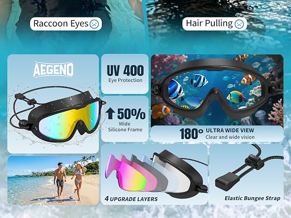 adult swim goggles with bungee strap