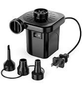 Electric Air Pump for Inflatables,Portable Quick-Fill Air Pump with 3 Nozzles,110-120V, Inflator ...