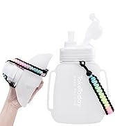 TakeToday Motivational Collapsible Water Bottle with Straw and Paracord Handle 1.2L 40 OZ Reusabl...