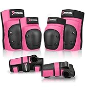 Forzueby Adult/Kids Knee Pads Elbow Pads Wrist Guards 6 in 1 Protective Gear Set for Inline Rolle...