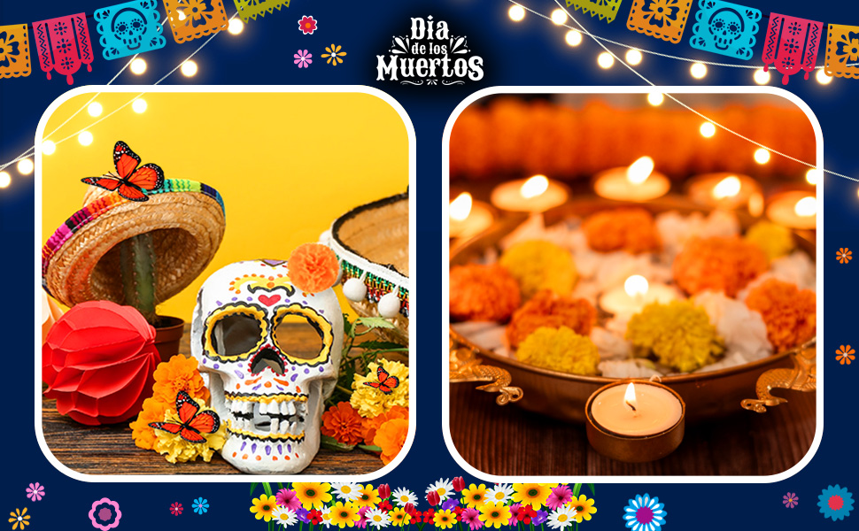 Dia De Los Muertos Diwali Decorations Artificial Marigold Flower Heads 3