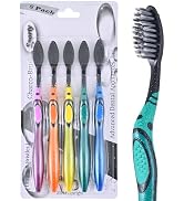 Activated Charcoal Toothbrush 5 Pack Extra Soft Ultrafine Bamboo Bristle Natural Teeth Whitening ...