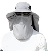 ALANDUO Wide Brim XXL Sun Hats for Men Big Head, UPF 50+ Fishing Sun Hat with Neck Face Flap, Saf...