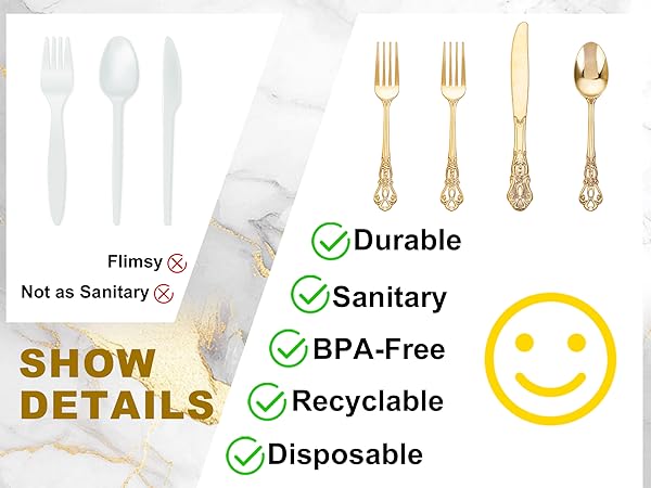 Gold plastic silverware