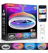 Lumary Smart Ceiling Fans with Lights, RGBAI Rainbow Flow Lighting with Feather Projection, Flush...