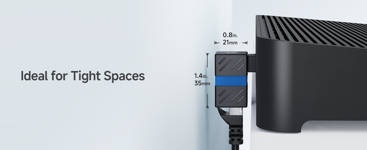 Right Angle RJ45 Male to Female Adapter – Ideal for Tight Spaces and Neat Cable Management