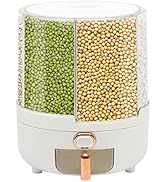KeruRome 14.33lbs Grain Storage Container Dispenser - 6 Grid 360 Rotating Dry Grain and Cereal Di...