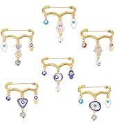 PH PandaHall 6 Styles Evil Eye Brooches Rhinestone Blue Eye Brooch, Blue Lucky Eyeball Hands Pins...