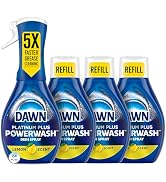 Dawn Platinum Powerwash Dish Spray, Dish Soap, Lemon Scent, 1 Starter Kit 16 Oz Bottle and 3 Refi...