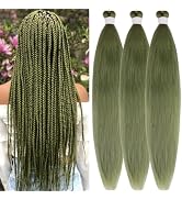 Olive Green Braiding Hair Pre stretched Ez Braid Knotless Fulani Braiding Hair
