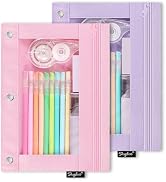 SKYDUE Pencil Pouch for 3 Ring Binder, Zipper Pencil Pouches for Girls Boys, Clear Window Pencil ...