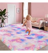 Rainbow Fluffy 5x7 Area Rugs for Bedoom Girls, Soft Fuzzy Furry Shag Rug for Kids Room, Kawaii Pr...