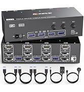 KVM Switch 3 Monitors 3 Computers HDMI + DisplayPort, KCEVE 8K USB 3.0 DP KVM Switcher, 8K@30Hz/4...