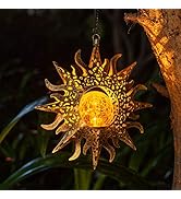 Solar Lights Outdoor Garden Decor Hanging Lanterns Decoration Metal Sunflower Gifts Waterproof fo...