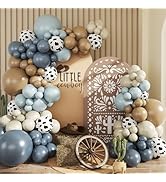 JOYFLOAT Cowboy Dusty Blue Cow Balloon Garland Arch Kit, Light blue Brown Sand White Balloons for...