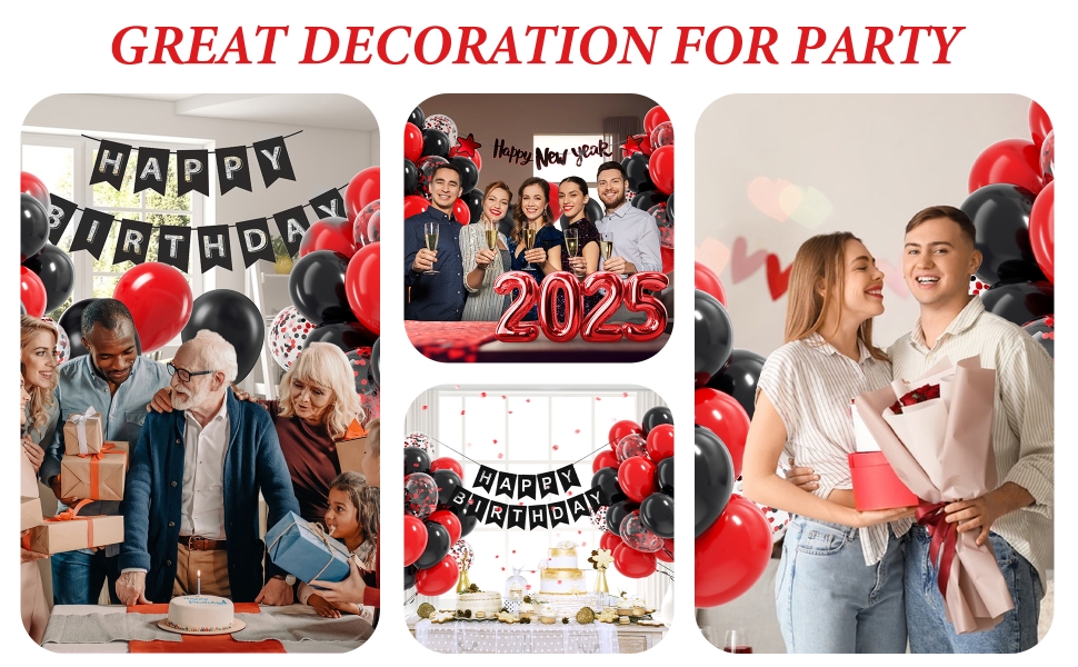 red and black balloons