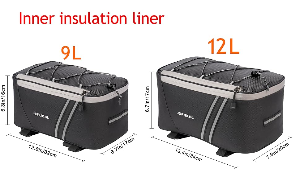 rear rack bag with insulation liner