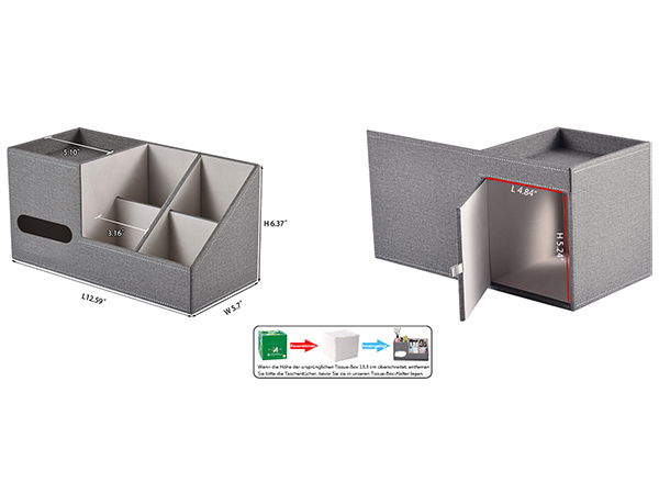 Square Tissue Box Cover with Storage Tray