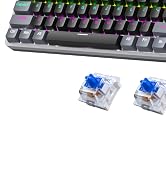 Mechanical Gaming Keyboard, RGB Backlit 104 Keys Full Size Keyboard with Multimedia Knob, Double ...