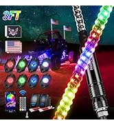 Nilight 2PCS 3FT RGB LED Whip Light and 8 PCS RGB Rock Lights Combo, Remote & App Control w/DIY C...