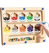 Magnetic Color and Number Maze - Montessori Wooden Puzzle Board Toys for Toddlers 3 4 5 Year Old,...