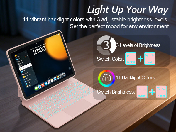 for iPad Air 11-inch 11 color backlit keyboard