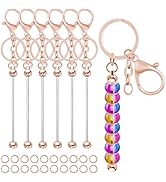 8Pcs Beadable Keychains Bars,DIY Keychains Bars Metal Beaded Keychain Removable Beadable Keychain...