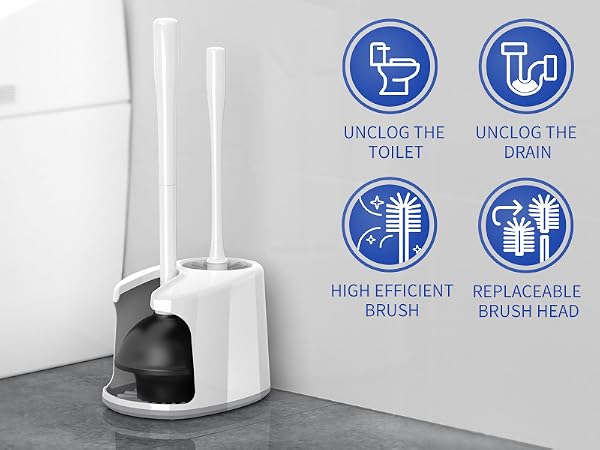 MR.SIGA white plunger and toilet brush combo hidden