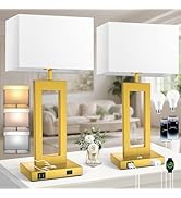 Table Lamps for Bedrooms Set of 2, 27.2’’ Super Tall Modern Gold Lamps for Living Room Nightstand...