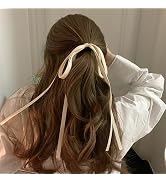 TUCEWP Silky Satin Bow Hair Ties White Tassel Ribbon Hair Bows for Women Girls Toddlers Long Tail...
