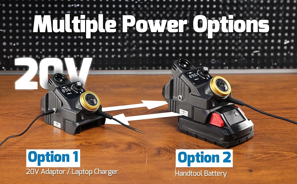 WEP 937D I 3 cordless soldering station has 2 power options.