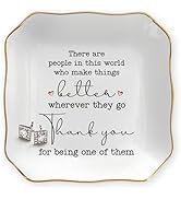 OASSIE Thank You Gifts for Women - 4"x4" Ceramic Jewelry Dish Tray - Galentines Day Birthday Appr...
