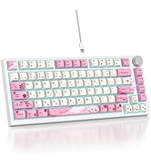 Mosptnspg 75% TKL Wired Mechanical Keyboard,RGB Backlit Gasket Mount 82 Key Hot Swappable Custom ...