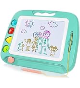 SGILE Large Magnetic Drawing Board - 4 Colors 16×13in Doodle Pad with 4 Stamps for Toddlers, Lear...