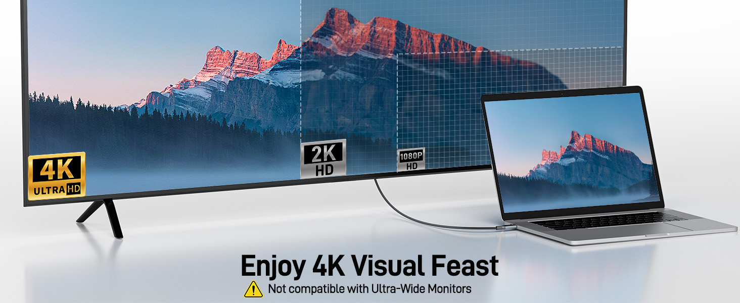 4K display setup showing laptop