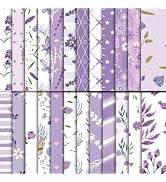 EggSun 48 Sheets Lavender Scrapbook Paper,Lavender Pattern Decorative Scrapbook Paper for Journal...