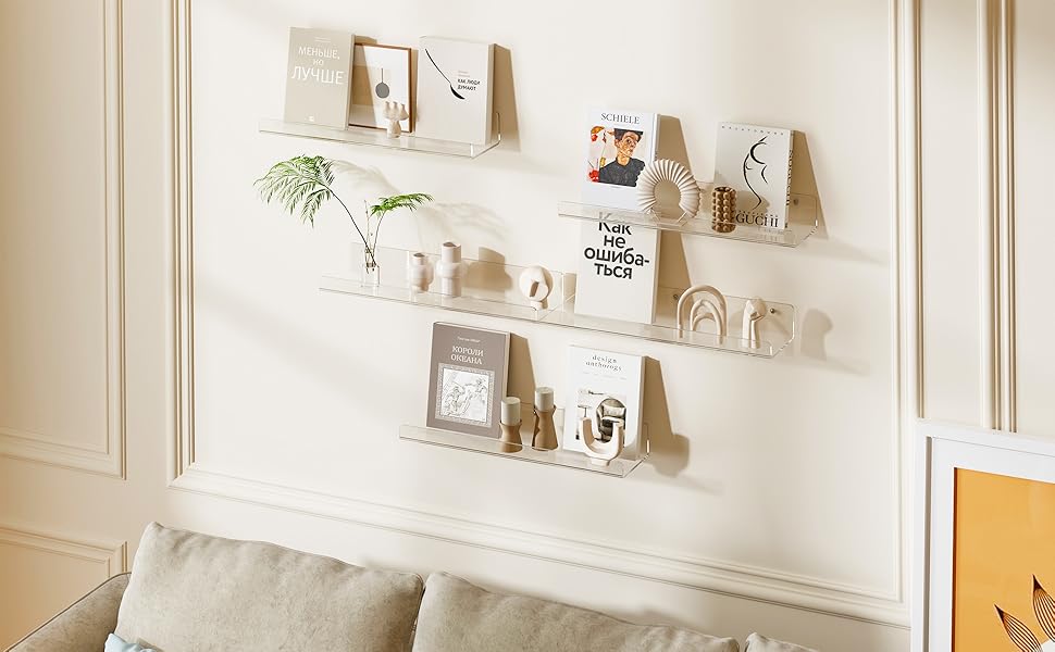 wall storage shelves vinyl floating acrylic shelf bedroom holder bathroom record book perfume clear