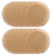 FunWheat Paper Round Braided Placemats Set of 6 for Dining Tables 15 Inch Heat Resistant Jute Ta...