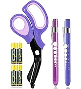 MEUUT 3 Pack Penlight & Medical Scissors- One 8 Inches Patented Trauma Shears Two LED Pen light w...