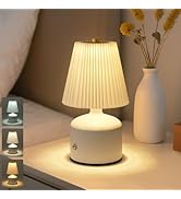 UMLAEN Small Bedside Lamp Rechargeable Table Lamp, Touch Lamps for Nightstand 3 Color Stepless Di...