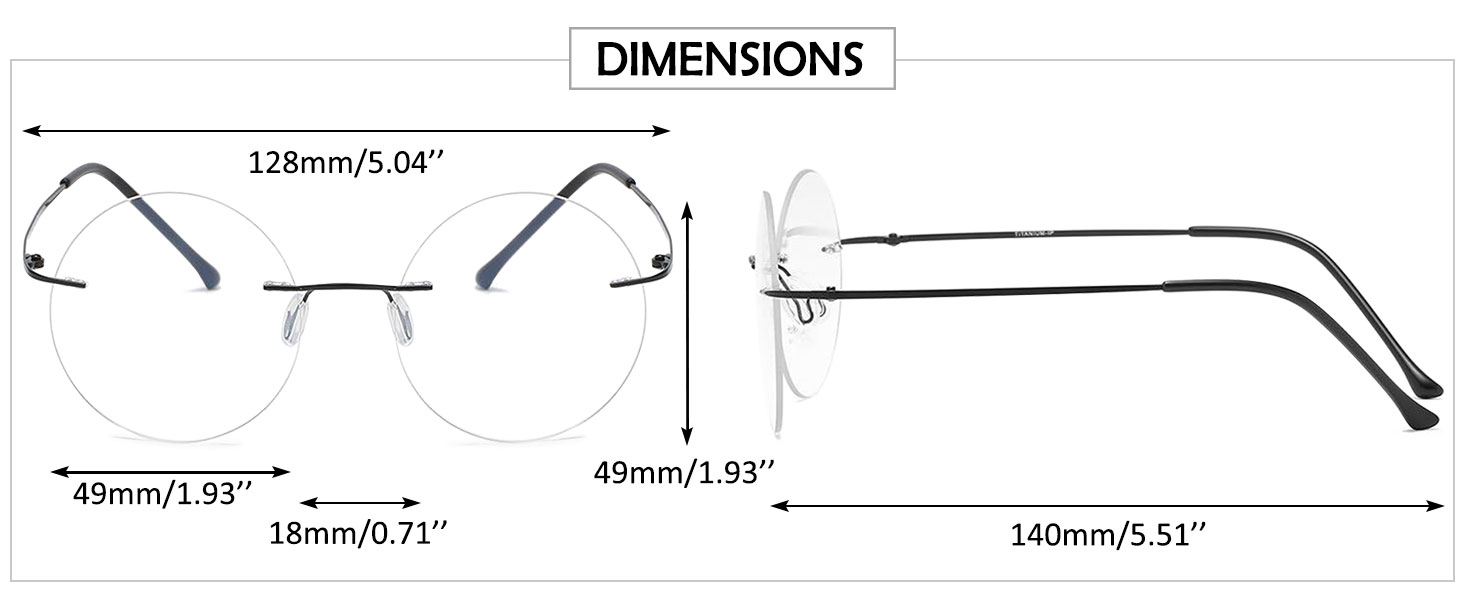 round frameless reading glasses blue light blocking, reading glasses round women