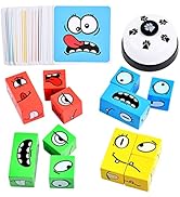 Wooden Face Changing Magic Cube Game, Expression Puzzle Building Blocks Pattern Matching Game, Ed...