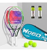 19" 23" 25" Kids Tennis Racket Junior/Youth Tennis Racquet with Tennis Ball Carry Bag Overgrips V...