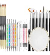 KINGMAS 29PCS Nail Art Brushes Nail Dotting Tools Palette Kit, Nail Art Gel Polish Liner Brushes ...