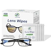 VisClear Lens Wipes for Eyeglasses, 100 counts, Extra Moist Individually Wrapped Eyeglass Cleaner...