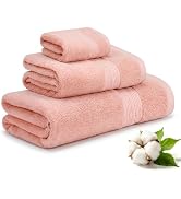 MADHOLLY 3Pcs Towel Set College Dorm Essentials for Girls - 100% Cotton 1 Large Bath & 1 Hand & 1...